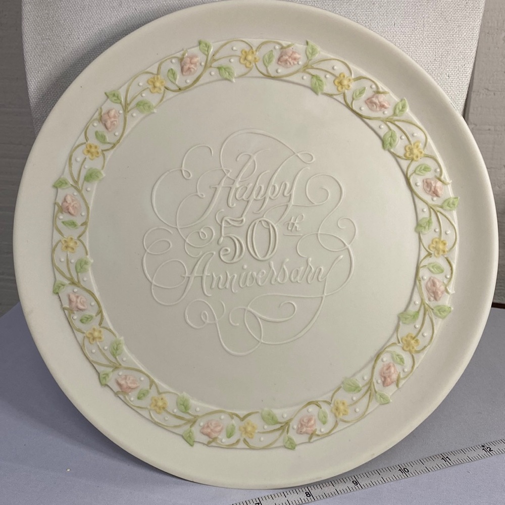Happy 50th Anniversary decorative floral plate